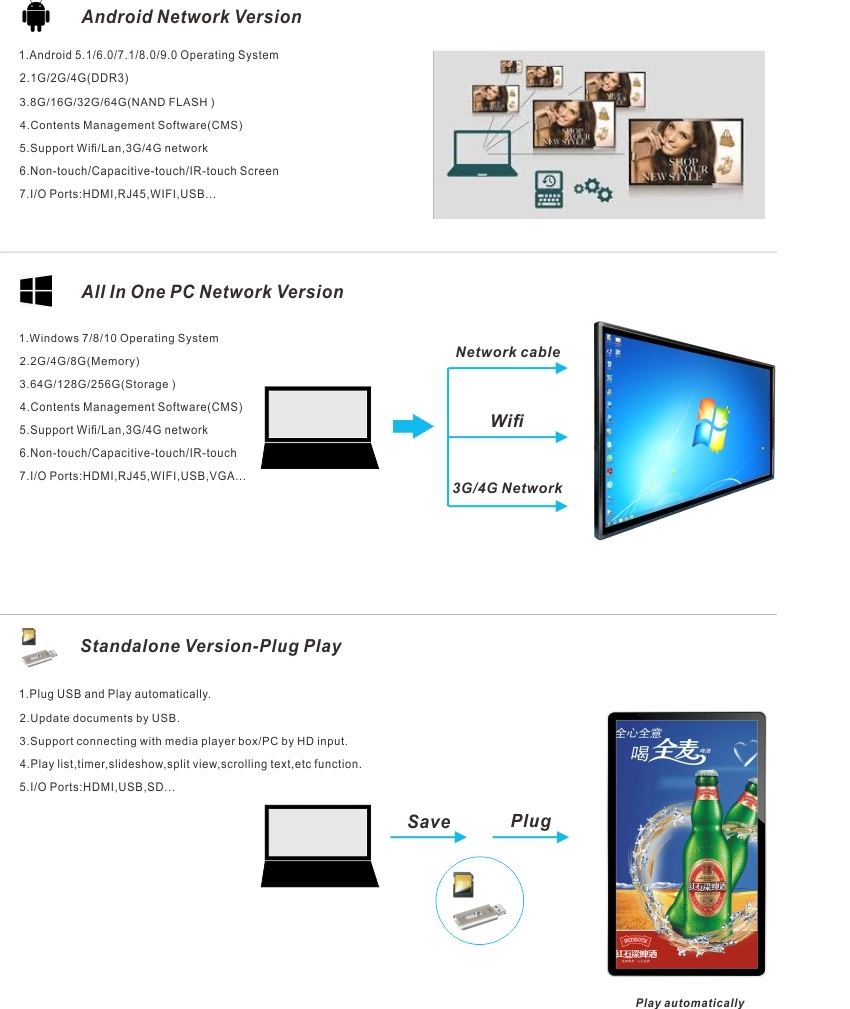 LCD Touch Screen Monitor Display PC 43 Inch Touch Screen All in One Computer